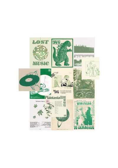 A5 Greenish Fairycore Indie Wall Collage Poster Seti Hediyelik Genç Odası Estetik Duvar Afişi