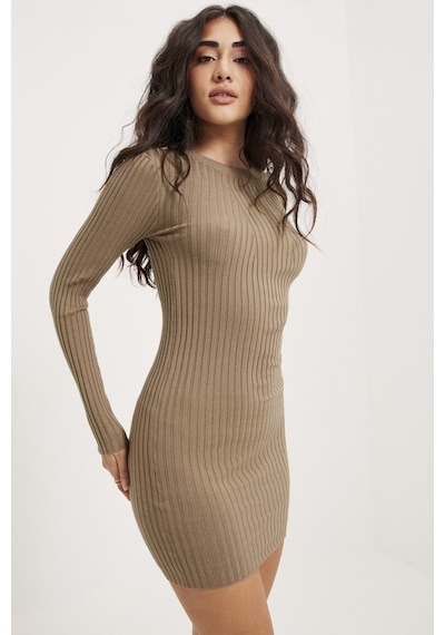 Madmext Bej Bodycon Fitilli Mini Elbise Mg1710-bej