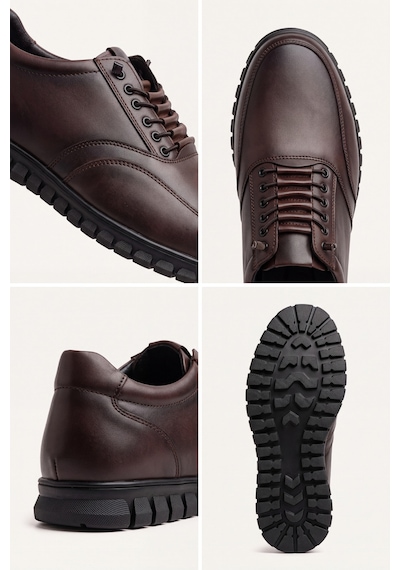 Brown Black Elastik Bağcıklı Esnek Hafif Taban Günlük Comfort Erkek Casual Klasik Ayakkabı Siyah - Kahverengi