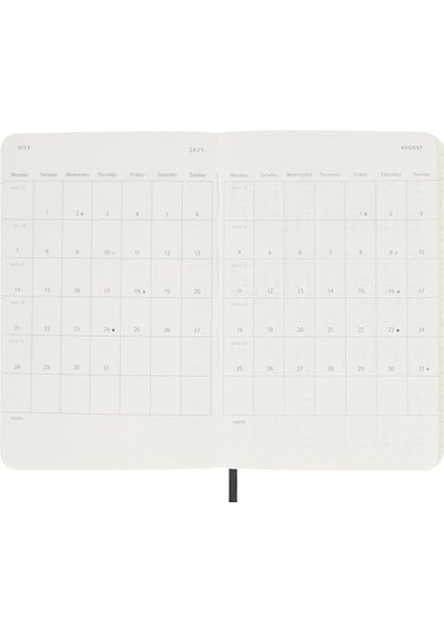 Moleskine Klasik 12 Aylık 2025 Aylık Planlayıcı, Yumuşak Kapak, Cep 3.5" X 5.5" , Siyah, 128 Sayfa