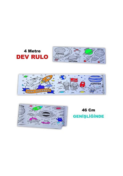 Boyama Kağıdı Rulo Dev Boy 4 Metre Uzay Macerası