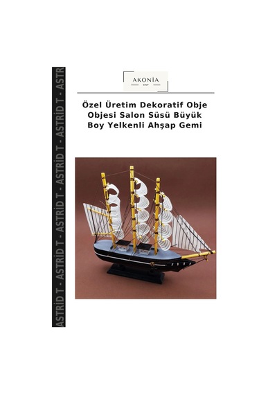 Özel Üretim Dekoratif Obje Objesi Salon Süsü Büyük Boy Yelkenli Ahşap Gemi