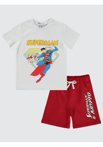 Superman Erkek Çocuk Takım 2-5 Yaş Beyaz