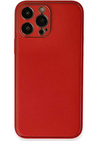 Apple Uyumlu iPhone 13 Pro Kılıf Coco Deri Silikon Kapak Kırmızı/
