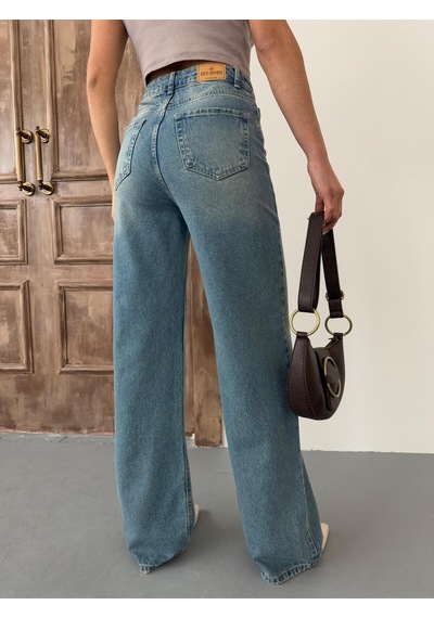 Kadın Wide-leg Yüksek Bel Geniş Paça Kot Pantolon Mavi Tint Mavi+tint