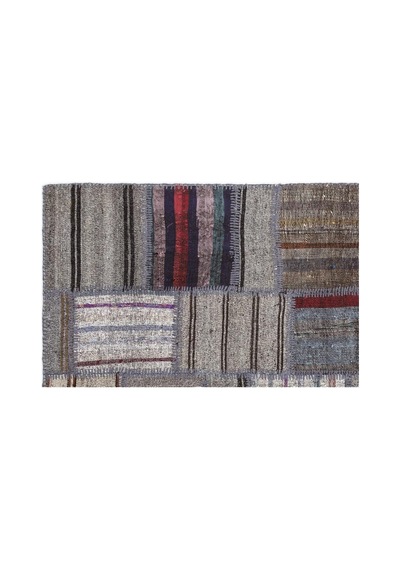 El Dokuması Patchwork Vintage Yün-pamuk Çizgili Halı 1327 160 X 230 Cm Çok Renkli