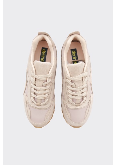 Derinet Bağcıklı Günlük Kadın Sneaker Bej Süet Bej Süet