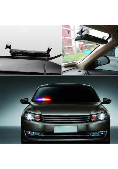 Kumandalı Polis Çakarı Cam İçi Vantuzlu 9 Led Kırmızı Mavi Beyaz Çakmaklık Girişli Ön Arka Cam (STS OTO AKSESUAR)