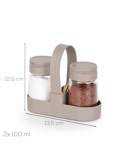 Porsima 00467-1 Kapicino Drop 2li Standlı Tuzluk Biberlik Seti - 100ml Cappuccino
