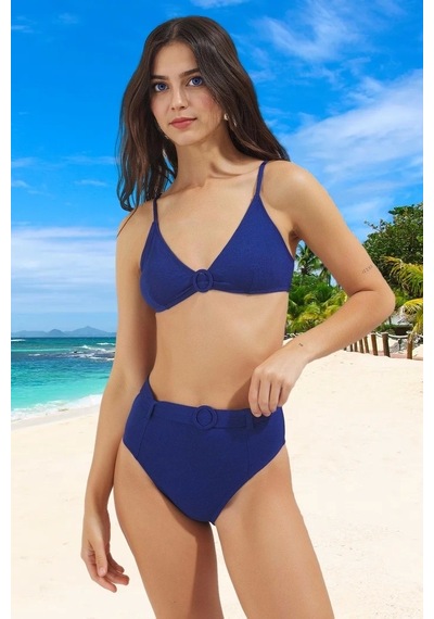 Ersefa Tasarım Bikini Takımı Yaz Koleksiyonu Şık Detaylı Hızlı Kuruyan U Lacivert