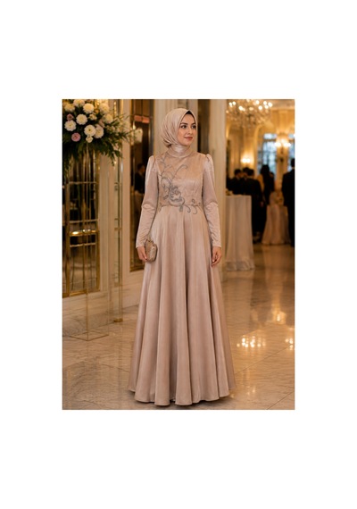 Gül&can Butik Tesettür Abiye Elbise Şık Ve Zarif Tasarım Bej