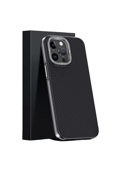 Joko Apple İphone 15 Pro Max Uyumlu Kılıf Aramid 600d Kevlar Karbon Fiber Magsafe Kapak - Gri