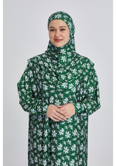 Manolyaşal İslamic Hijab Pratik Tek Parça Manolya Desenli Namaz Elbisesi Zümrüt Zümrüt Yeşili Manolyaşal İslamic Hijab Pratik Tek Parça Manolya Desenli Namaz Elbisesi Zümrüt Zümrüt Yeşili