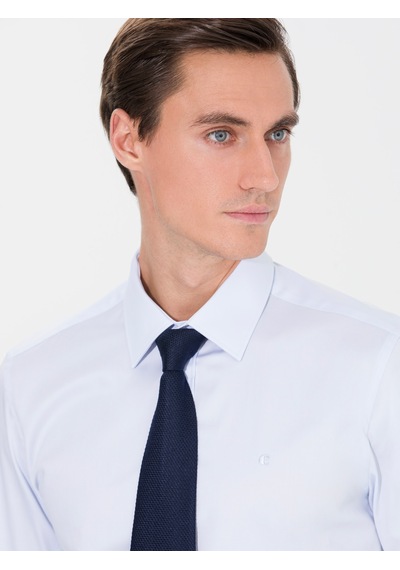 Cacharel Açık Mavi Slim Fit Uzun Kollu Basic Gömlek Denım