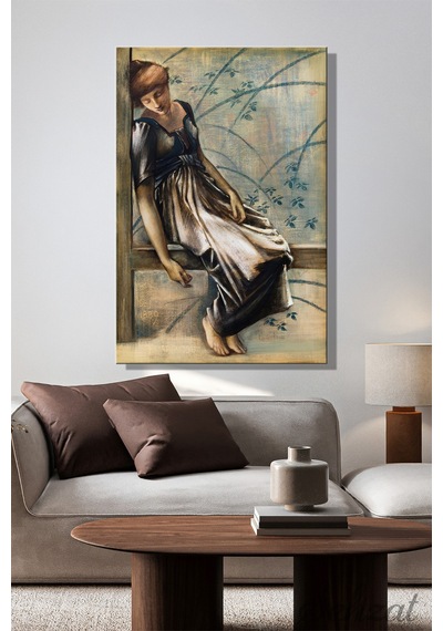 Duvar Tablosu Dikey Kanvas Tekli Salon Yatak Odası Ofis Sir Edward Burne-jones Bahçe Avlusu