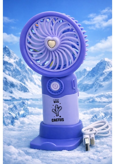 Fit Mor Mini Taşınabilir Sessiz El Fanı 3 Hız Ayarlı Mini El Pervanesi Soğutucu-vantilatör