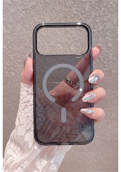 Fibaks iPhone 17 Pro Max Berrak Lacivert Transparan İnce Saydam Sert Darbe Korumalı Magsafe Uyumlu Kılıf