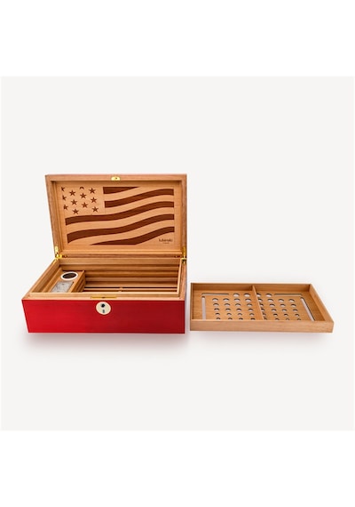Lubinski Special Edt. Parmakizi Kilitli Puro Kutusu Humidor Flag 60s