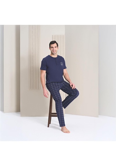 Over Sleep By Poleren Over Sleep 1753 Erkek Kısa Kol Uzun Alt Yazlık Pijama Takım Lacivert Over Sleep By Poleren Over Sleep 1753 Erkek Kısa Kol Uzun Alt Yazlık Pijama Takım Lacivert
