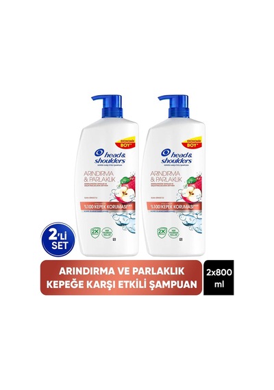 Arındırma Ve Parlaklık Kepek Karşıtı Şampuan Elma Sirkesi İle 800ml X 2 Adet