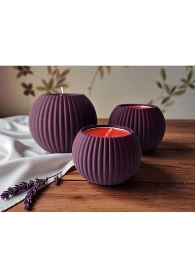 3 Lü Tealight Mumluk Seti Dekoratif Ev & Salon Mumluğu Hediyelik Set Mor