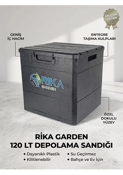Rika Garden Ahşap Görünümlü Bahçe Depolama Sandığı Siyah