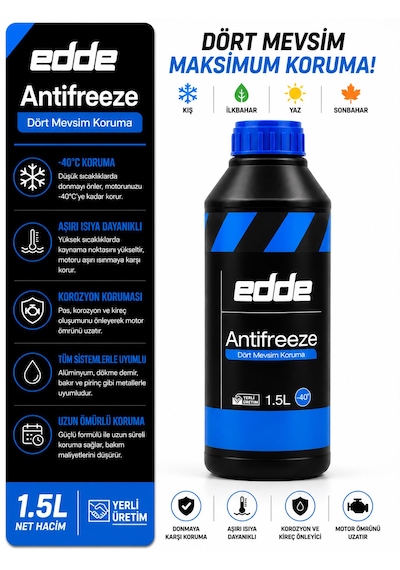 Edde Araba Araç Oto Antifriz Mavi 1.5 L Dört Mevsim