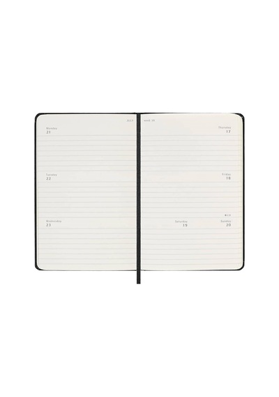 Moleskine 12 Ay Haftalık Yatay Ajanda Cep Boy 9x14 Cm Sert Kapak Siyah Siyah