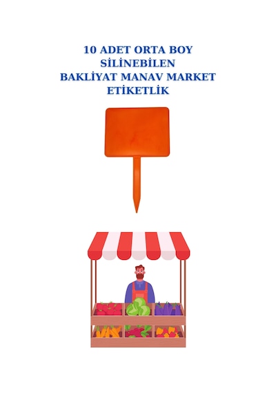 10'lu Yaz Sil Sapla Manav Etiketliği Kuruyemiş Pazarcı Etiketi Q Turuncu