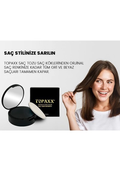 Topaxx Saç Sakal Dolgunlaştırıcı Su Da Çıkmayan Topik Pudra 14 Gr Siyah/black