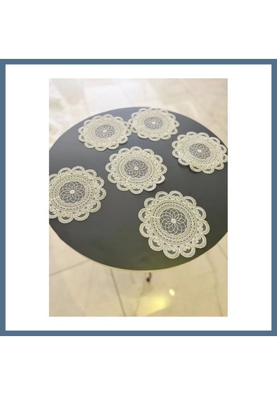 Buradabulabilirsin 6 Lı Dantel Kahve Sunumluğu 15x15 Cm Asorti Desenli Çeyizlik Sunumluk Bbz
