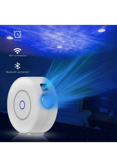 Quenlite Qc-526 Parti Led Projektör Işık Wifi 3d Yıldızlı Gökyüzü 16 Milyon Renk Beyaz