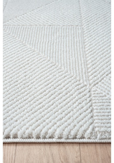 Mariesse Home Bambu Dokulu Modern Sık Dokuma Koridor Kesme Yolluk Dokuma Makine Halısı Krem