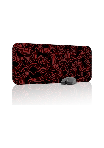 Siyah Kırmızı 70x30 Xl Taraftar Gaming Oyuncu Mouse Pad Kaymaz Taban Büyük Fare Altlığı Topography