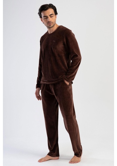 Vienetta Erkek Uzun Kol Kadife Kahve Pijama Takım C8t9n0o304 001