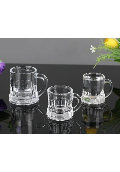 6 Lı Mini Bardak 55 Ml Zemzem Shot Bardağı Kalın Taban Mini Kulplu Tasarım Kahve Yanı Bardağı Mini Bardak Diğer