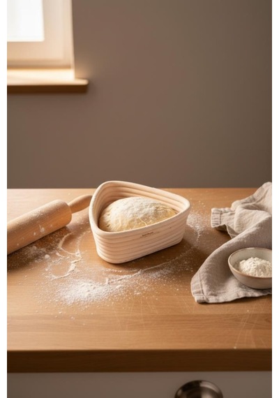 Bambum Puder - Ekmek Mayalama Sepeti Üçgen 16 Cm Ahşap
