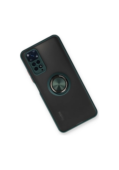 Xiaomi Redmi Note 11 Kılıf Montreal Yüzüklü Silikon Kapak - Yeşil Düz Renkli