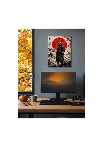Japon Samuray Temalı Metal Tablo - Kırmızı Güneş Savaşçı Duvar Dekoru, Metal Poster Wall Art Çok Renkli - 924523301 Çok Renkli - 924523301 Çok Renkli