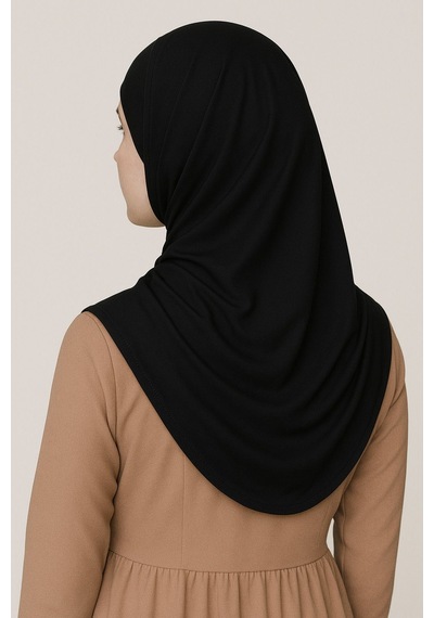 Mim Eşarp Pileli Tesettür Hijab Hazır Eşarp Siyah