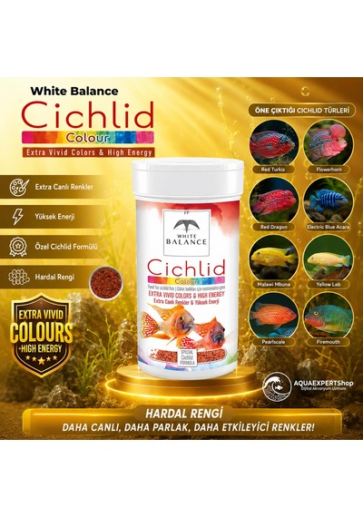 White Balance Cichlid Colour - Cichlid Balıkları İçin Özel Renk Canlandırcı Formül - Besleyici Ve Dengeli - 100 Ml