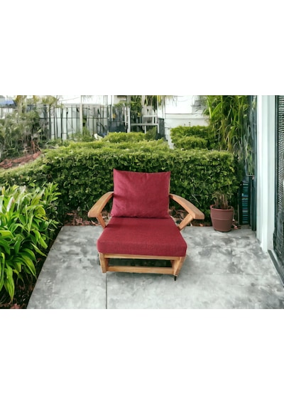 Monza Bahçe Balkon Masif Kestane Ahşap Kollu Koltuk - 2+1 Bordo
