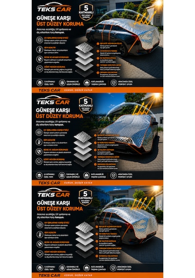 Güneş Koruyucu, Ultra Sağlam, Dolu Koruyucu Universal Oto Üst Brandası 1,6 Metre X 5,5 Metre