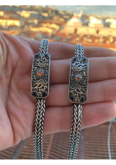 Mardin Hasır El İşi Güneş Sembolü Erkek Bileklik Gümüş