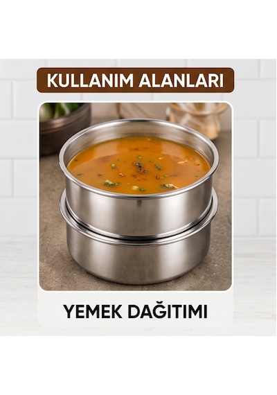 3'lü Metal Sefer Tası - Paslanmaz Çelik - 16 Cm Çok Renkli
