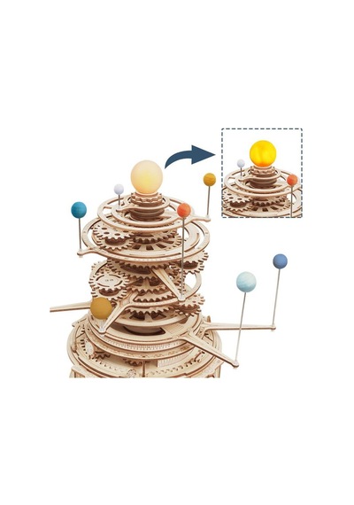 Rokr St001 Mechanical Orrery Dıy Mechanical 3d Puzzle Maket Model Seti 3d Model Kit Ahşap Maket Dekoratif Hobi Seti Hareketli
