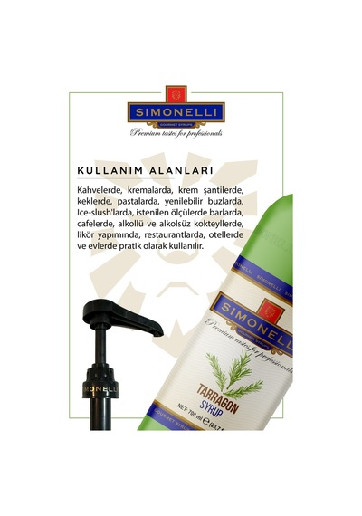 Simonelli Kahve ve Kokteyl Şurubu Tarhun Aromalı 700 ML + Pompa