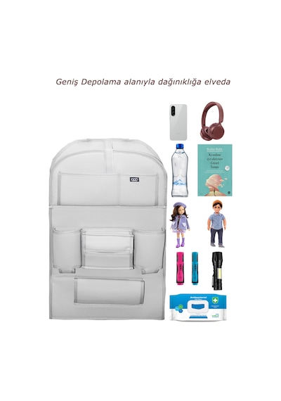 Bod Deri Masalı Oto Koltuk Arkası Koruyucu Eşya Düzenleyici Araç içi Organizer Gri