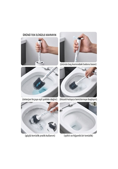 Acero Home 2116 Deterjan Hazneli Silikon Klozet Wc Fırça Seti- 12'li Paket Diğer