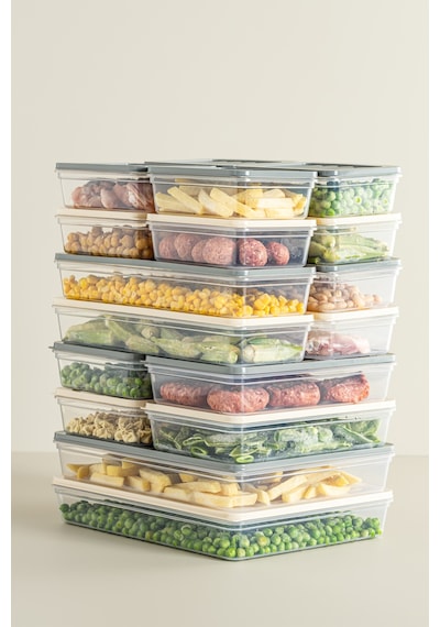 2'li Fitbox Set 2400 Ml Hava Geçirmez Buzdolabı Ve Buzluk Düzenleyici Gri Kapak